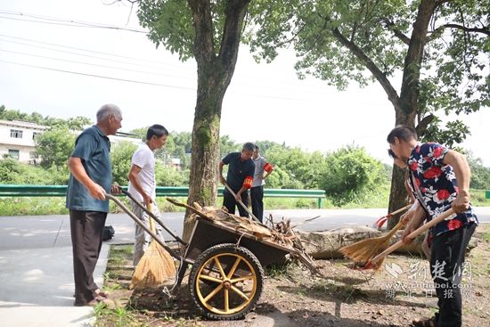 通城县四庄乡向家村中心户带动村民清扫垃圾.jpg.jpg