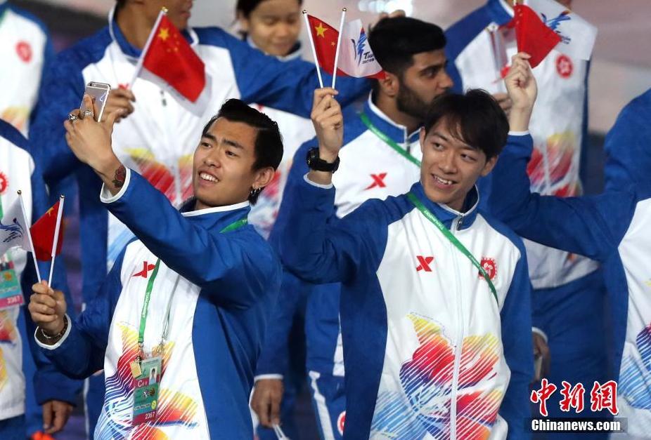 第十三届全运会在天津开幕 香港代表团入场_湖
