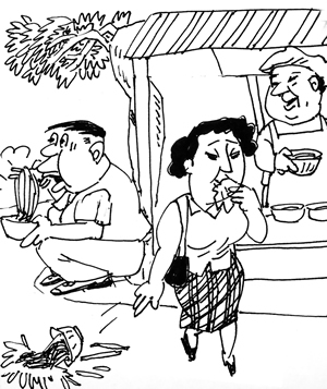 漫画早餐摊点应设泔水桶图