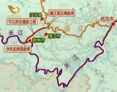 长江,汉江,引江济汉渠,三条河流围成一个"江汉岛".