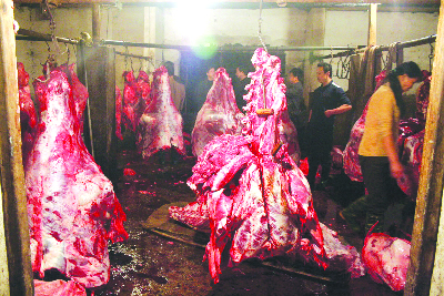 地下屠宰场石灰洗牛肚