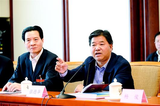湖北日报讯 图为:8日,分组审议时,张德华代表就精准脱贫提建议.